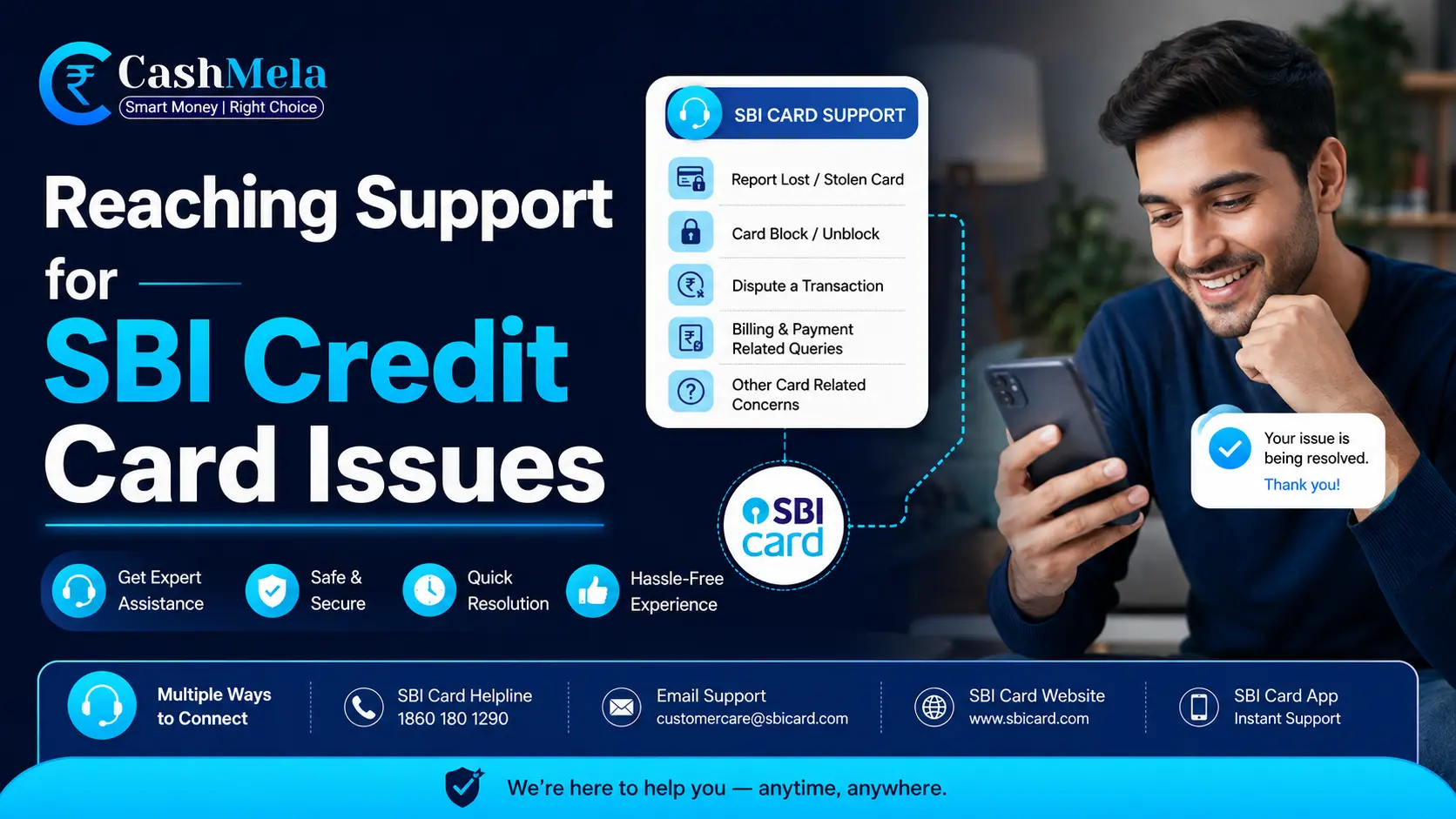 reaching customer support for a credit card issue